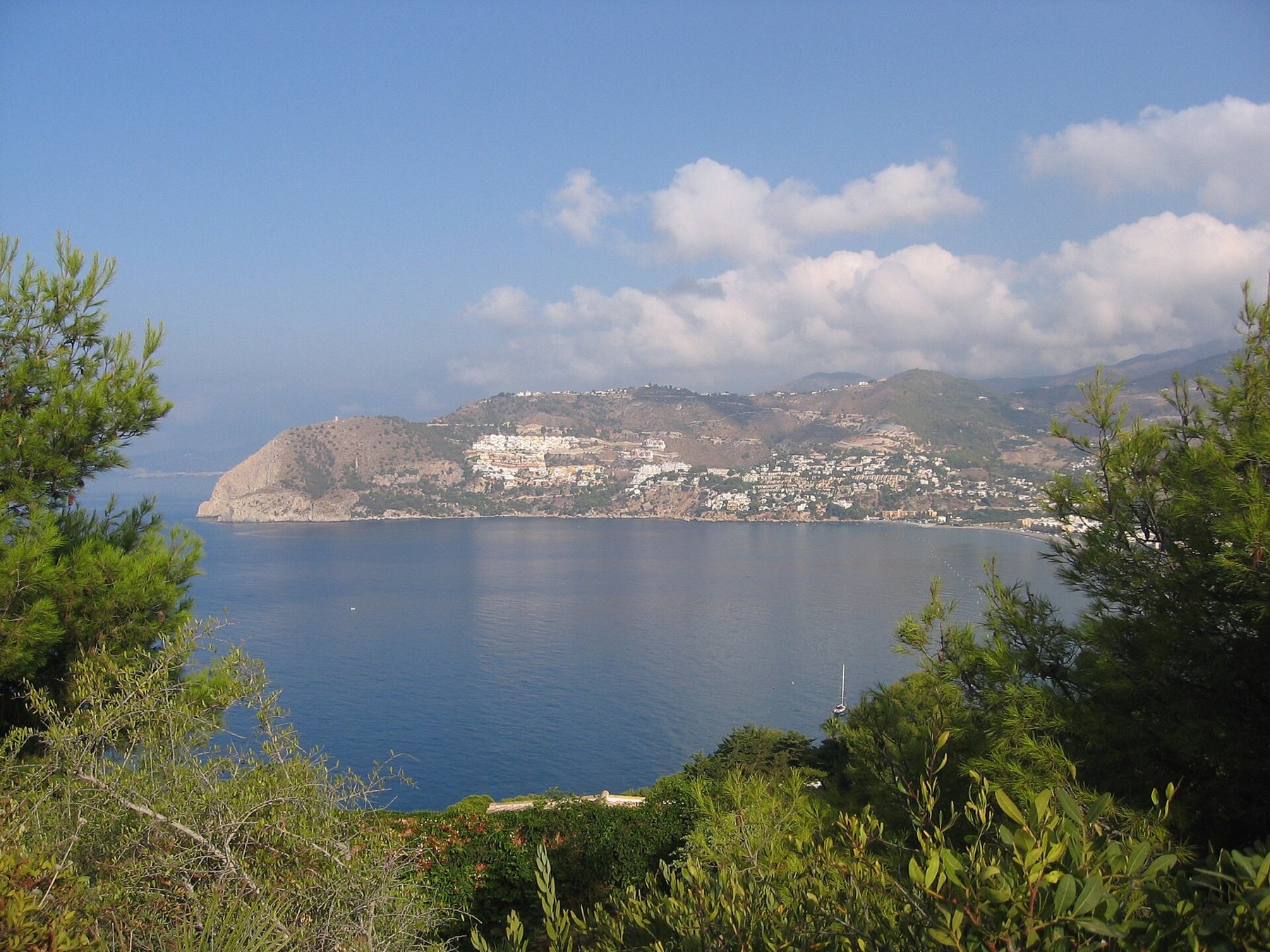 Bugten ved La Herradura med Cerro Gordo i baggrunden, set fra Punta de la Mona. Foto: jlpino, CC BY 3.0